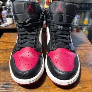 Jordan One Burgundy and White Sneakers